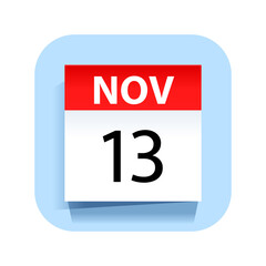 November 13. Calendar Icon. Vector Illustration.
