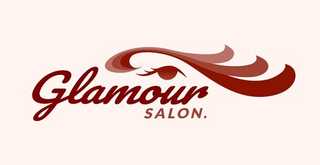 glamor beauty salon logo design. silhouette of woman elegant logo design
