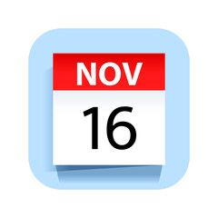 November 16. Calendar Icon. Vector Illustration.