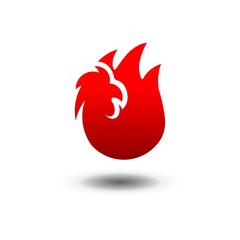 fiery rooster logo. fire and chicken logo combination. spicy chicken fast food logo design illustration