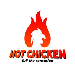 hot chicken logo. chicken spicy restaurant logo. fire with chicken negative space logo