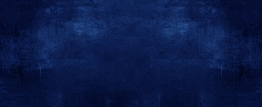 Dark abstract blue stone concrete paper texture background panorama banner long, with space for text	
