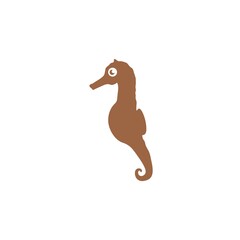 cute brown seahorses logo illustration. cartoon character