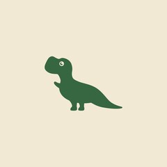 cute green Dinosaur Tyrannosaurus T-Rex icon logo illustration