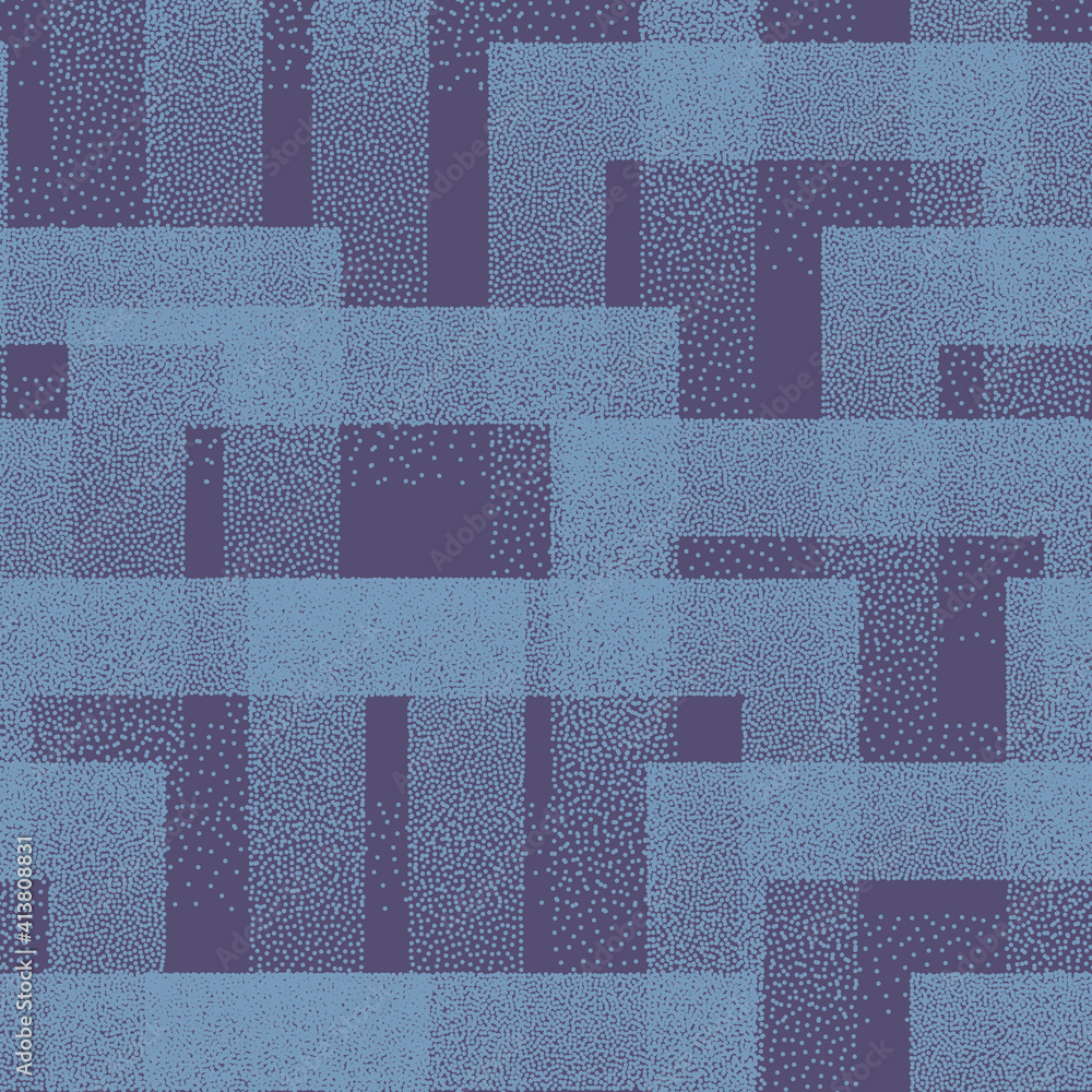 Aufkleber stippled squares texture trendy seamless pattern vector blue abstract background. handmade tileable 