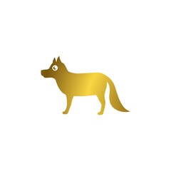 cute gold dog logo illustration, pet shepherd from side cartoon character