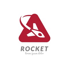 Rocket Logo. In the Letter A or Triangle Flies a Plane