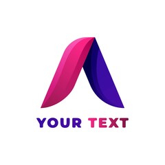 letter A gradient logo template. Colorful and abstract line type A icon.