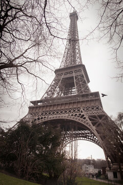 Low angle view of Eiffel Tower against sky
