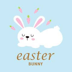 easter card with cute bunny and carrots