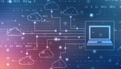 Cloud computing, Cloud Computing Concept. Cloud Internet technology background. 2d illustration
