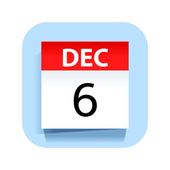 December 6. Calendar Icon. Vector Illustration.