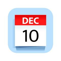 December 10. Calendar Icon. Vector Illustration.