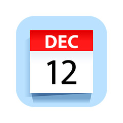 December 12. Calendar Icon. Vector Illustration.
