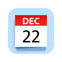 December 22. Calendar Icon. Vector Illustration.