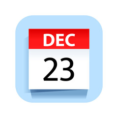 December 23. Calendar Icon. Vector Illustration.