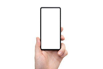 Device mockup, mobile in hands, blank screen