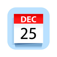 December 25. Calendar Icon. Vector Illustration.