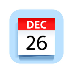 December 26. Calendar Icon. Vector Illustration.