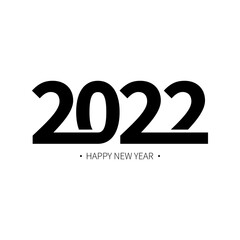 2022 happy new year symbol design. Vector illustration with black holiday label isolated on white background.