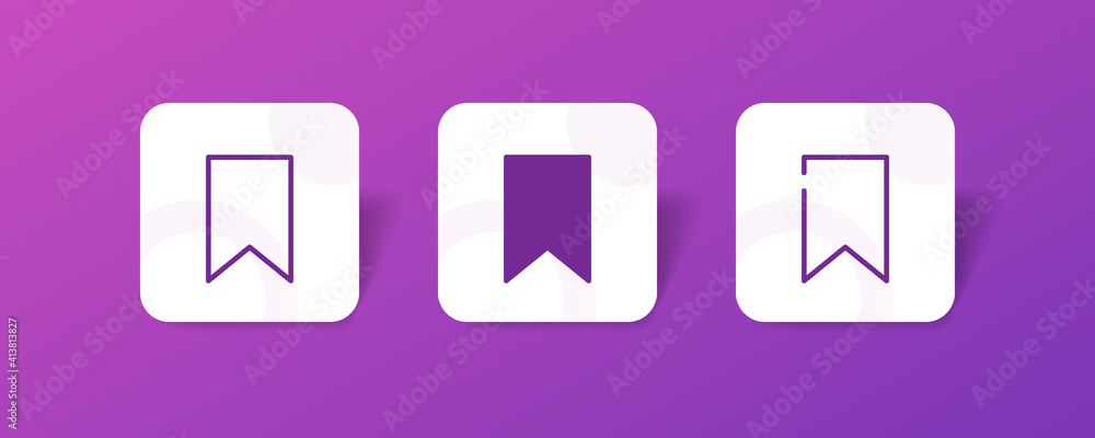 Aufkleber bookmark icon button set in line, glyph and unconnected style in gradient 3d color