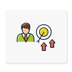 Achieving growth color icon. Personal growth concept. Achieving goals. Certification training. Growth plan. Isolated vector illustration