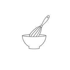 Mixing Bowl vector line icon in flat