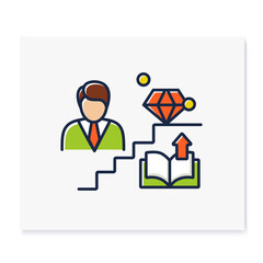 Personal growth color icon. Route to success. Self improvement and self realization. Business and career development. Human resources management. Isolated vector illustration