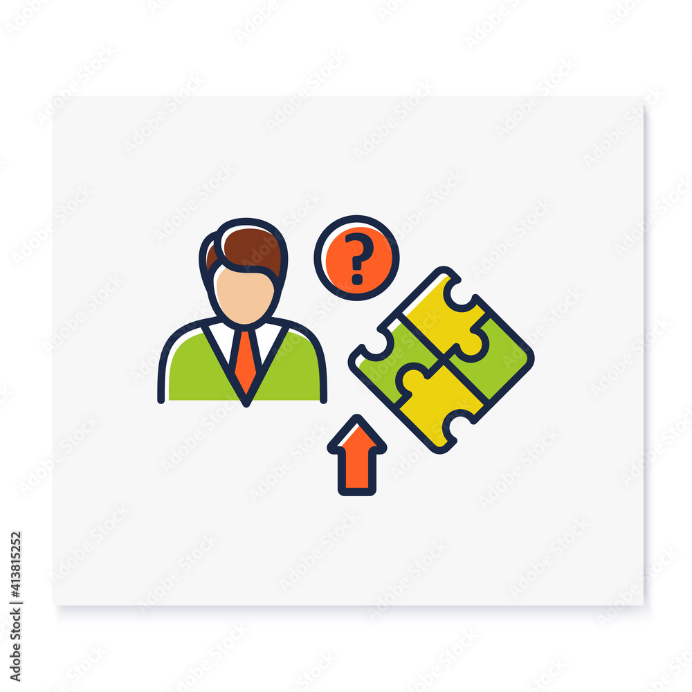 Poster self knowledge improving color icon. self cognition. introspection. self improvement and self realiz
