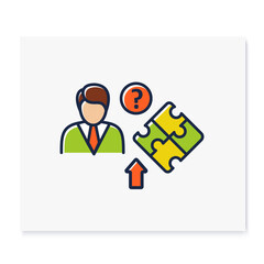 Self knowledge improving color icon. Self cognition. Introspection. Self improvement and self realization.Business and career development. Isolated vector illustration