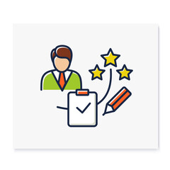 Personal assessment color icon.Personal growth concept. Self improvement and self realization. Business and career development. Human resources management. Isolated vector illustration