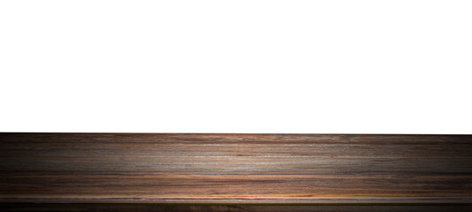 Wooden tabletop isolated on white background Empty rustic wood table,For montage product display or design key visual layout.with clipping path