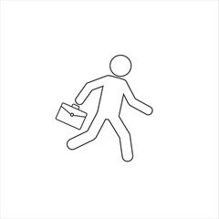 Business line icon vector illustration of a businessman running with briefcase, business, energetic, dynamic concept