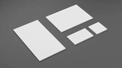 mockup 3d white template blank set on gray background. card