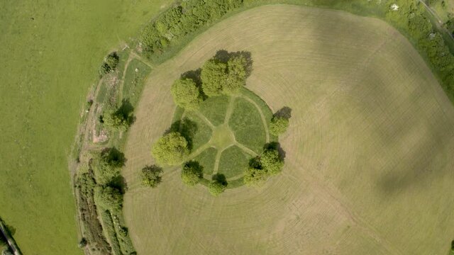 Aerial view of the ancient Irish Navan Fort in Armagh, Northern Ireland.