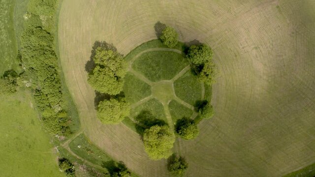Aerial view of the ancient Irish Navan Fort in Armagh, Northern Ireland.