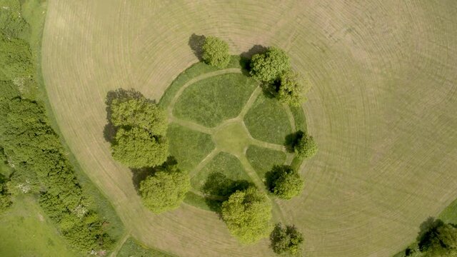 Aerial view of the ancient Irish Navan Fort in Armagh, Northern Ireland.