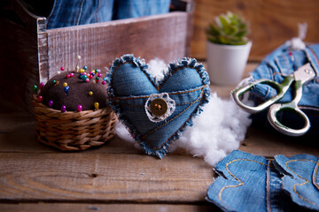  HEART JEANS, handmade gift, Valentines fom old jeans,