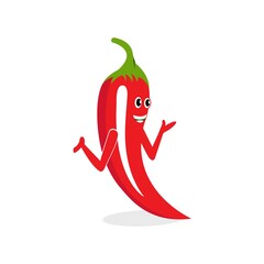 a cute smiling chili character