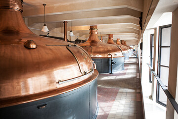 Copper brewing vats for fermentation
