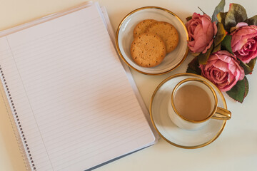 cup of coffee and notebook