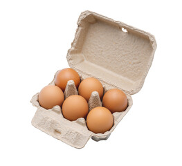Eggs in egg carton top view isolated on white background with clipping path,high resolution files