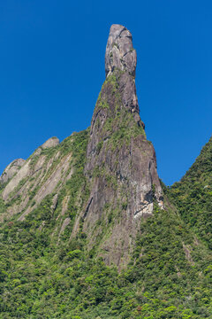 Beautiful landscape of dramatic rocky mountains on green rainforest