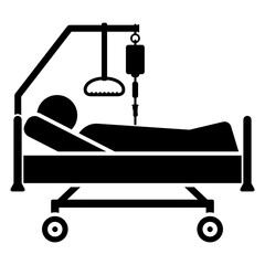 ngi1094 NewGraphicIcon ngi - deutsch - Gesundheitswesen und Medizin . Krankenhaus Bett mit Patient . english - healthcare . patient / hospital bed icon . fluid intravenous drop . hospital - g10265