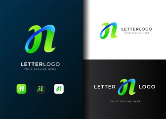 Modern Colorful letter N logo template design
