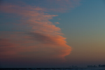 orange clouds over the beach