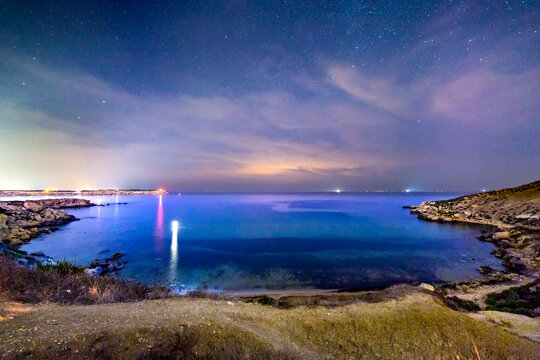 Mgiebah Bay in Malta at Night