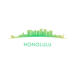 Honolulu skyline silhouette. Vector design colorful illustration.