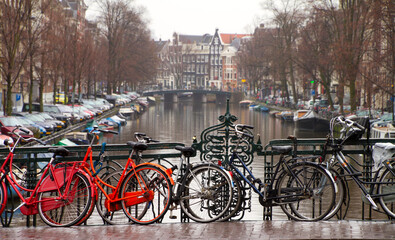 Obraz premium bicycles in amsterdam