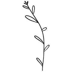 Long Curved Branch Leaves vector line art. Decorative symbol, vector illustration. Bright decoration. Vector design